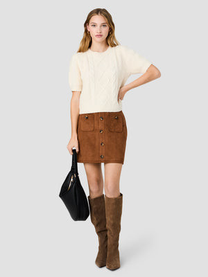 WESLEY KNIT PUFF SLEEVE CABLE TOP | French Connection (US)