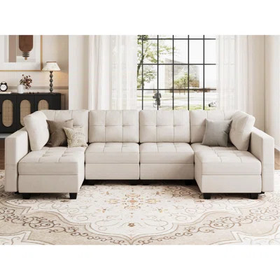 Buckleton 116.6'' Wide Tufted Velvet Sectional Sofa Reversible Modular Couch with Storage Ottoman | Wayfair North America