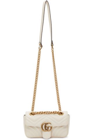 White Mini GG Marmont Chain Bag | SSENSE