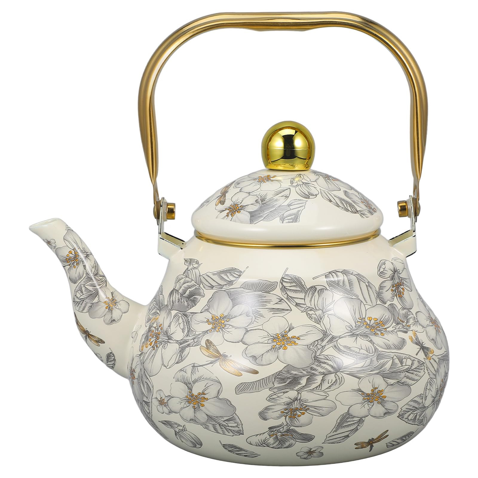 Cabilock Vintage Enamel Tea Kettle, Floral Enamel on Steel Teapot 2L Stovetop Ceramic Teakettle R... | Amazon (US)