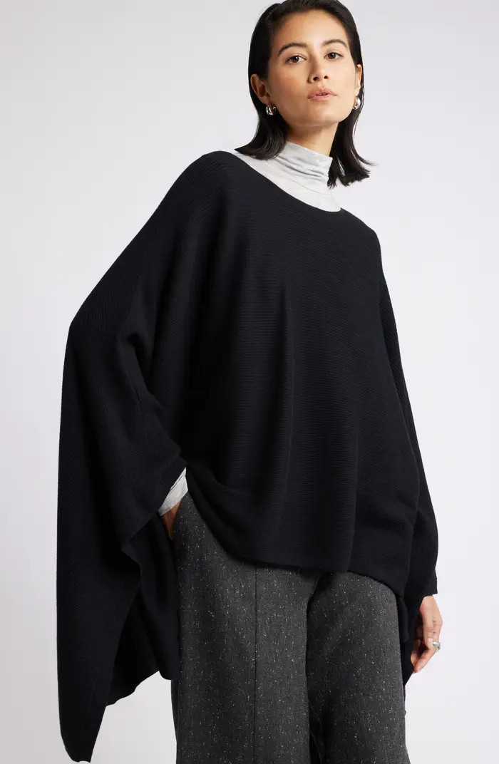 Rib Cotton & Cashmere Poncho | Nordstrom