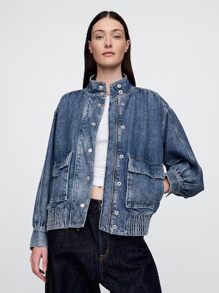 UltraSoft Denim Bomber Jacket | Gap (US)