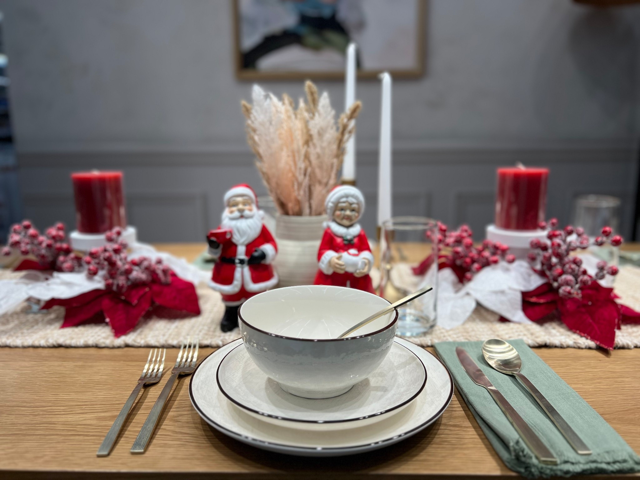 Hosting Christmas this year? Holiday table set up | Christmas table set up from Walmart 
Better Homes & Gardens River 20-Piece Gold Stainless Steel Flatware Set with Handles | Better Homes & Gardens Stoneware Cream Murphy 12PC Dinnerware Set
| Better Homes & Gardens Mixed Artificial Pampas Grass in Cement Vase

#LTKHome

#LTKHoliday #LTKfoodie #LTKGiftGuide