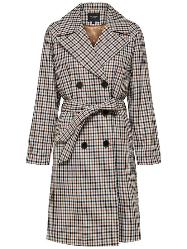 SELECTED FEMME Trenchcoat in hellbeige / nachtblau / weiß | ABOUT YOU (DE)