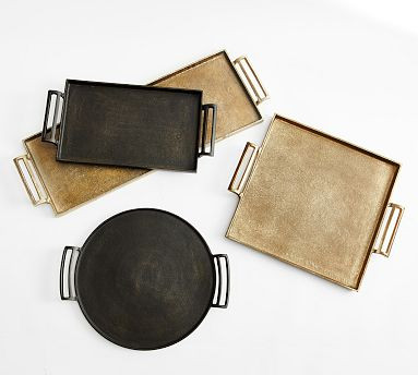 Antiqued Metal Decorative Trays | Pottery Barn (US)