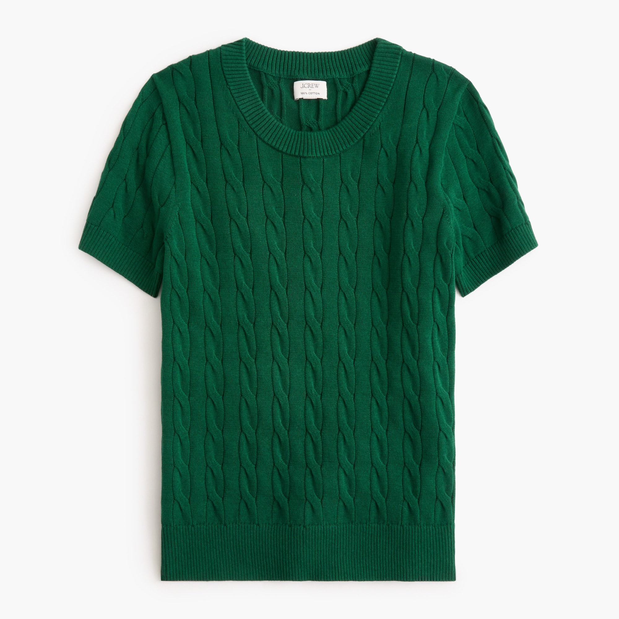 Short-sleeve cotton cable crewneck sweater | J.Crew Factory