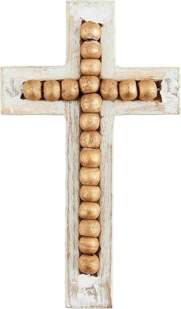 Mud Pie Gold Beaded Cross Sitter, Small, 6 1/2" x 4" | Amazon (US)