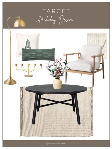 Home decor, coffee table, area rug, lighting, floor lamp, accent chair, throw pillows, holiday decor 

#LTKSeasonal #LTKhome