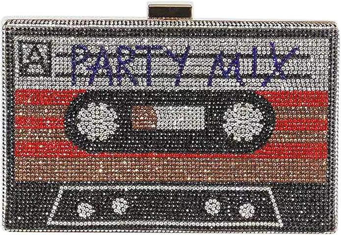 QZUnique Tape Shaped Shoulder Bag Radio Recorder PU Crossbody Bag Women's Retro Evening Bag Handb... | Amazon (US)