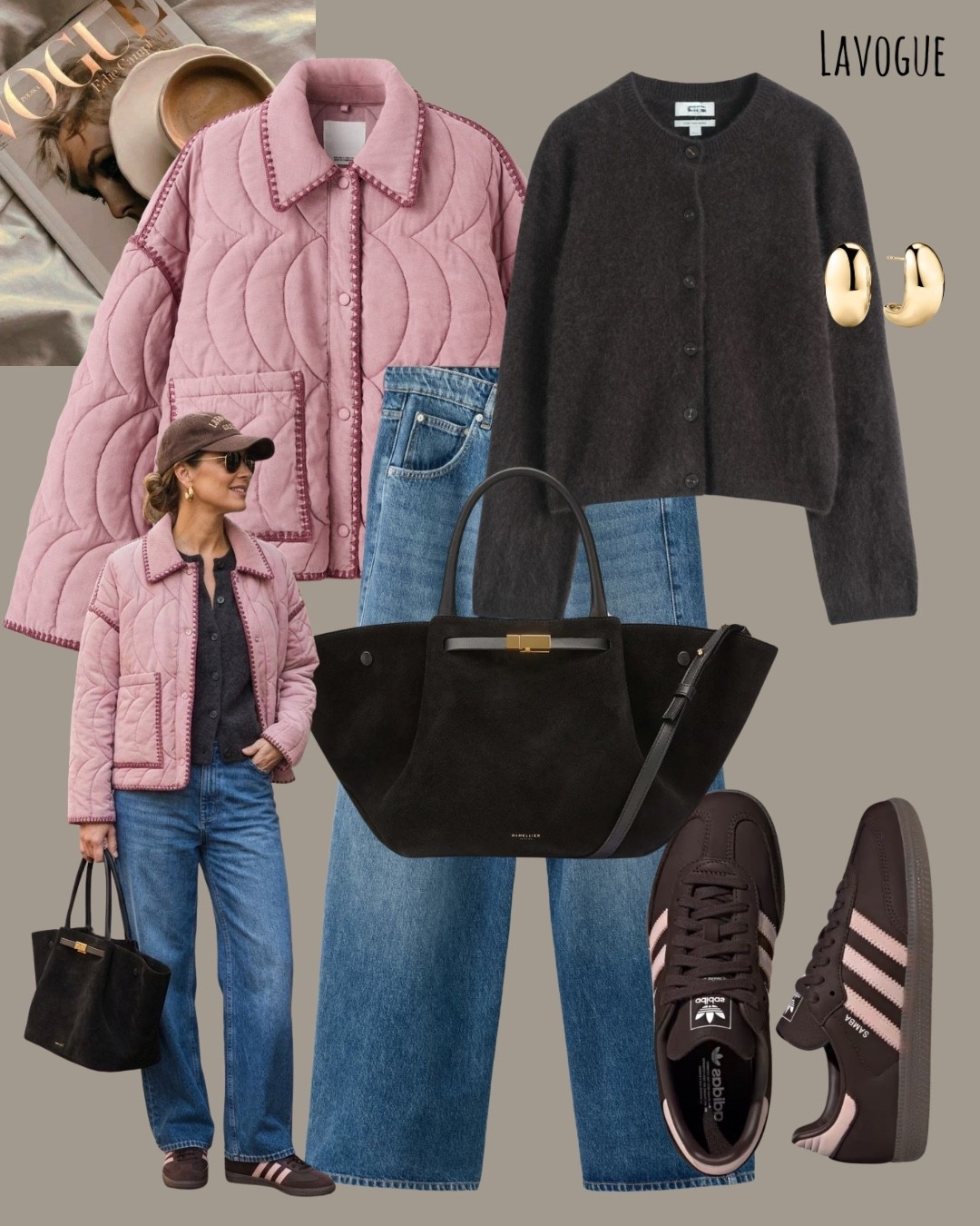 Easy spring layering  🤎 - Pink quilted jacket over a cozy brown cardigan, everyday jeans, suede brown bag, and comfy sneakers to finish the look. Casual, cute, and perfect for running around all day.
Shop the look below ✨

#LTKSeasonal #LTKPetite #LTKootd