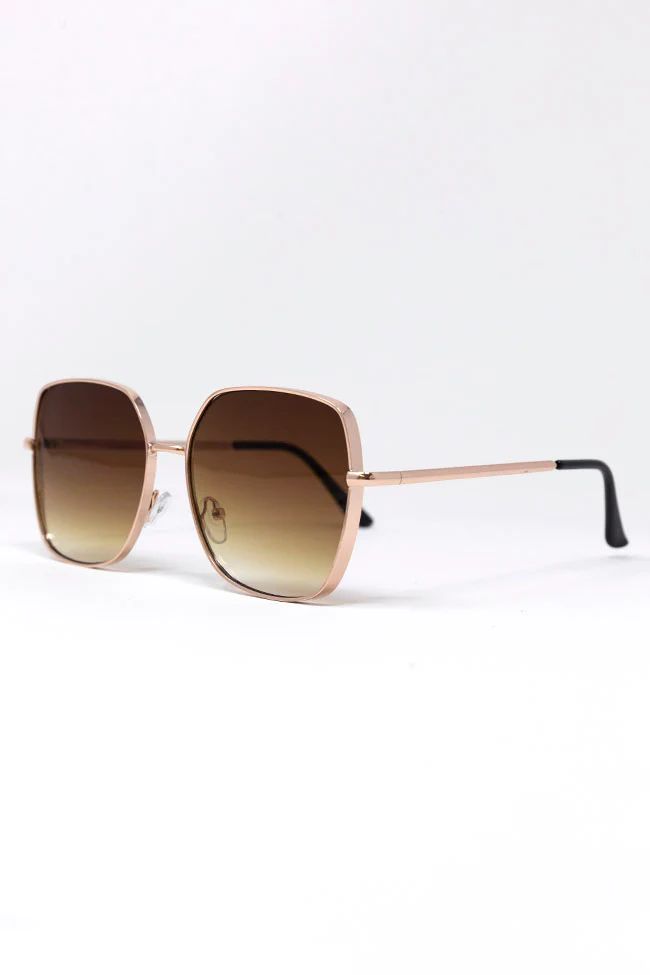 Downtown Walk Brown/Gold Sunglasses | The Pink Lily Boutique