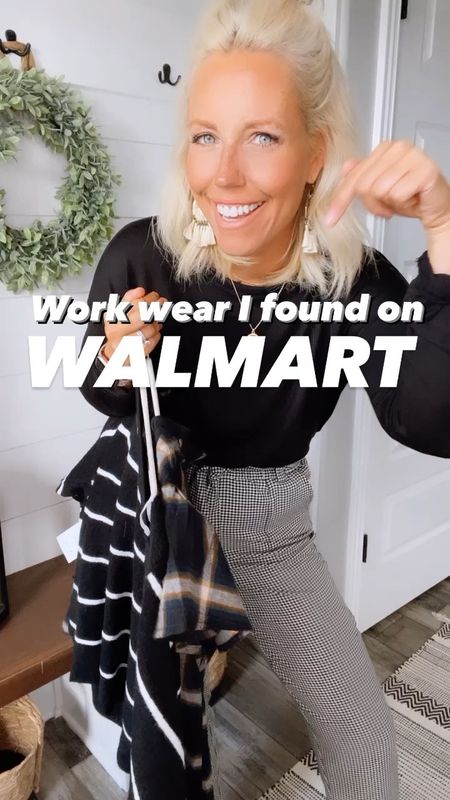 Affordable work wear that’s not only so cute but comfy too!!!!! The houndstooth pants are so classic, the striped sweater is the softest, and the flutter sleeve top is great for those still so warm September days!!!! The best part…I found this all online and it was soooo convenient to shop!!!!
#walmartfashion @walmart @walmartfashion
⬇️⬇️⬇️
Sweater medium
Black top small
Short sleeve small
Pull on pants both small and size 4
Loafers sized up 1/2 size 
Mules sized up an entire size 

#LTKstyletip #LTKunder50 #LTKworkwear