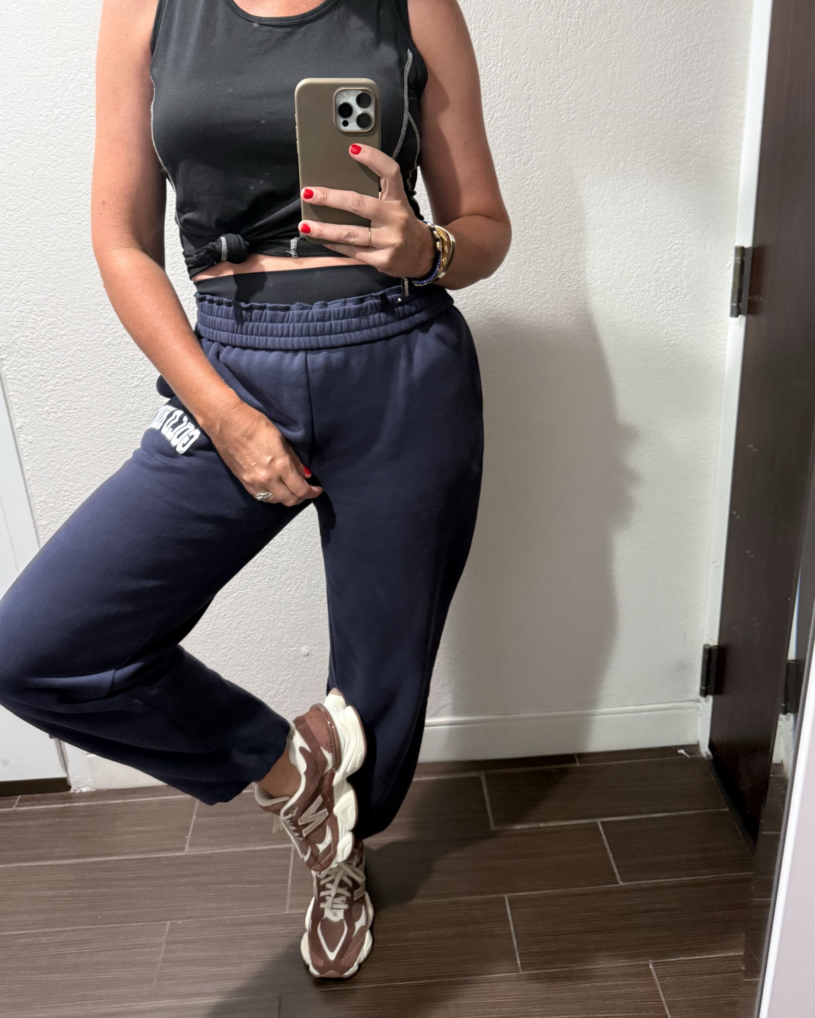 Yes I bought these shoes again in a different color. I love them that much. Gold hinge sweatpants | workout fit | mom life | travel outfit 
#ltkmomlife #ltkselfcare #ltkover40

#LTKdayinmylife #LTKgrwm #LTKActive