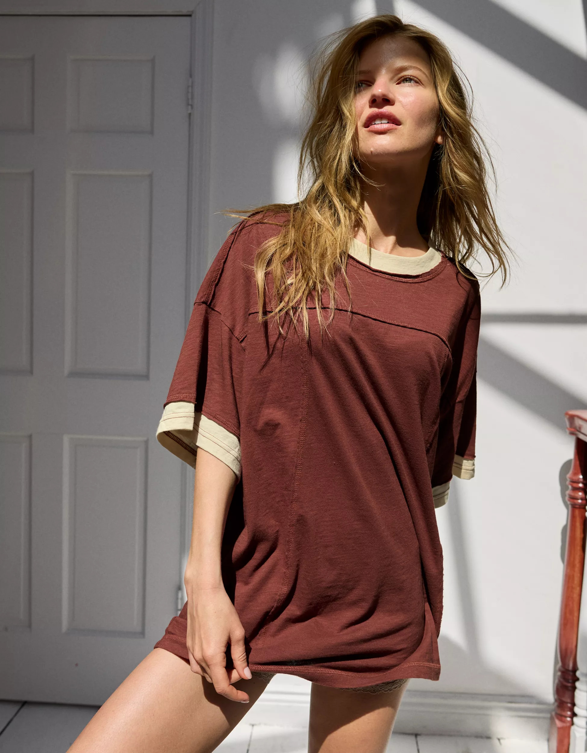 Aerie Crew Oversized Boyfriend T-Shirt | American Eagle Outfitters (US & CA)