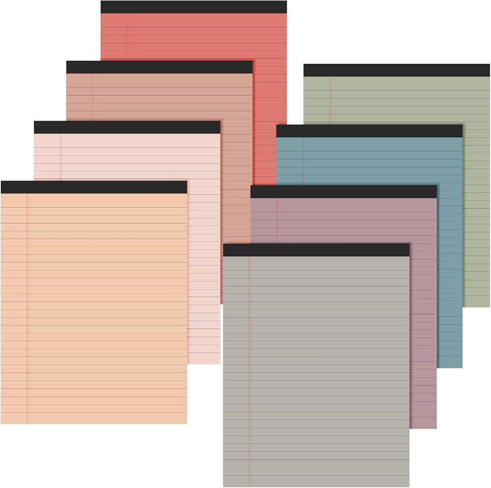 Fuutreo 8 Pcs 8.5'' x 11'' Colored Legal Pad Writing Pads Wide Ruled 50 Sheets Per Notepad Perfor... | Amazon (US)