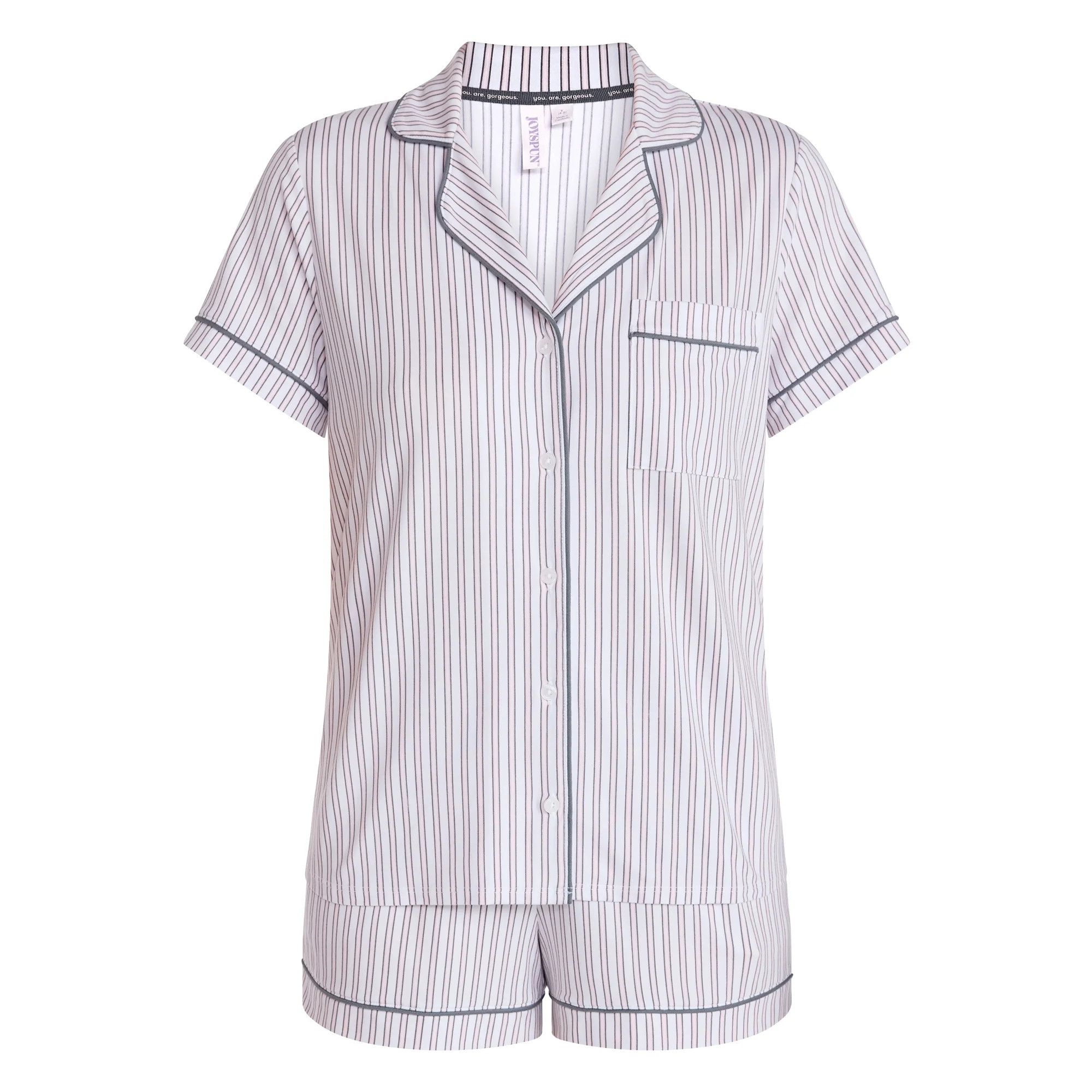 Joyspun Women's Dreamy Soft Collection Notch Top and Shorts Pajama Set, 2-Piece, Sizes XS-3X | Walmart (US)