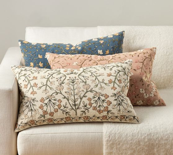 Zea Embroidered Lumbar Pillow Cover | Pottery Barn (US)