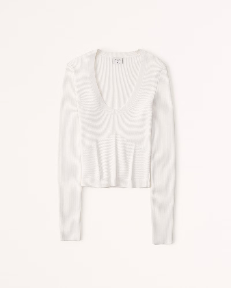 Women's Long-Sleeve Slim Scoopneck Sweater | Women's Tops | Abercrombie.com | Abercrombie & Fitch (US)