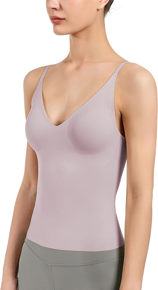 Women's Fit Camisole with Built in Bra - Spaghetti Straps Camis Tank | Amazon (US)