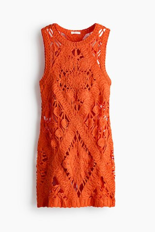 H & M - Crochet-Look Mini Dress - Bright Orange | H&M (US + CA)