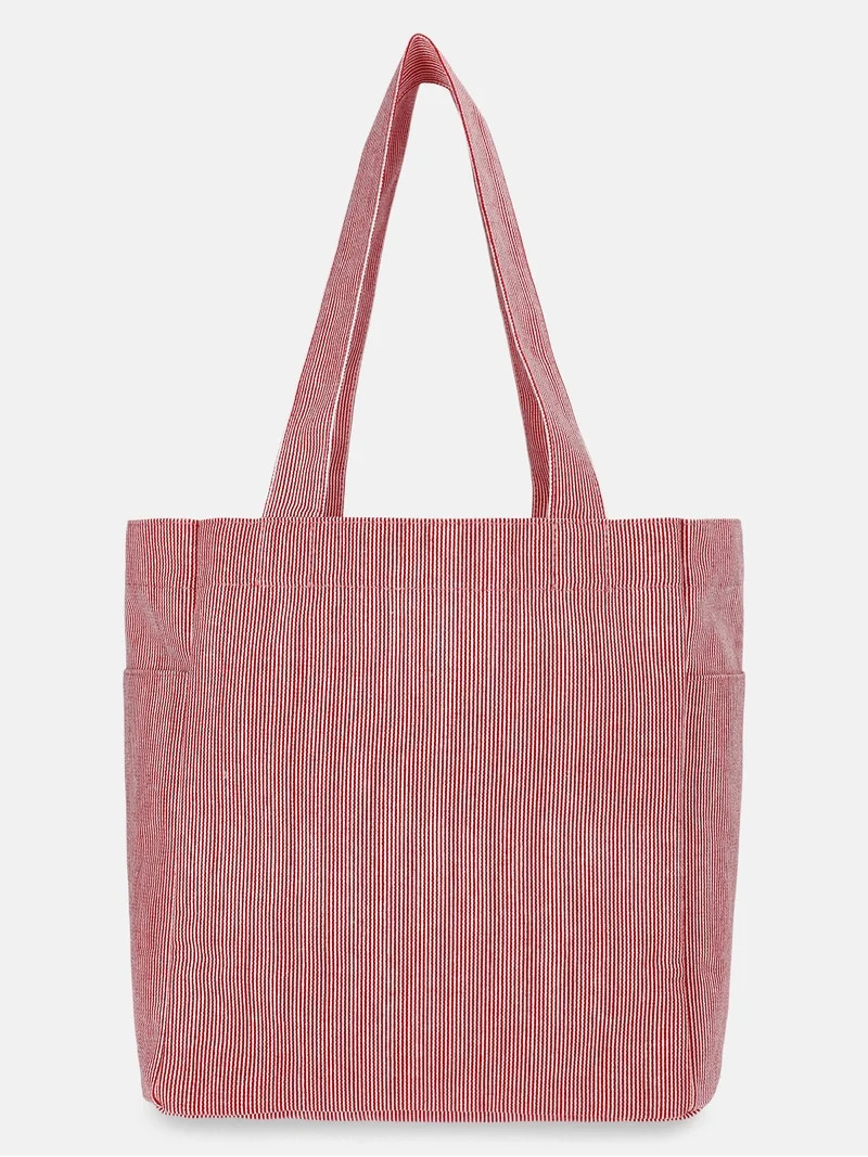 No Boundaries Women's Americana North/South Tote Bag, Red Engineer Stripe | Walmart (US)