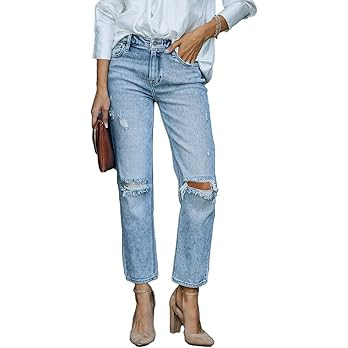Lesore Womens High Waist Stretch Distressed Jeans Destroyed Denim Pants | Amazon (US)