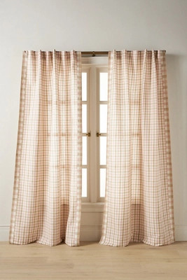 Cotton Linen Gingham Curtain | Anthropologie (US)