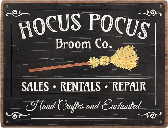 Halloween Decorations - Halloween Hocus Pocus Door Sign Classic Metal Tin Sign Retro Wall Decor F... | Amazon (US)