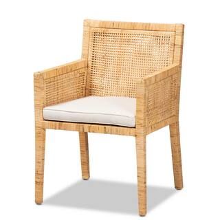 Baxton Studio Karis Natural and White Arm Chair-185-11869-HD - The Home Depot | The Home Depot