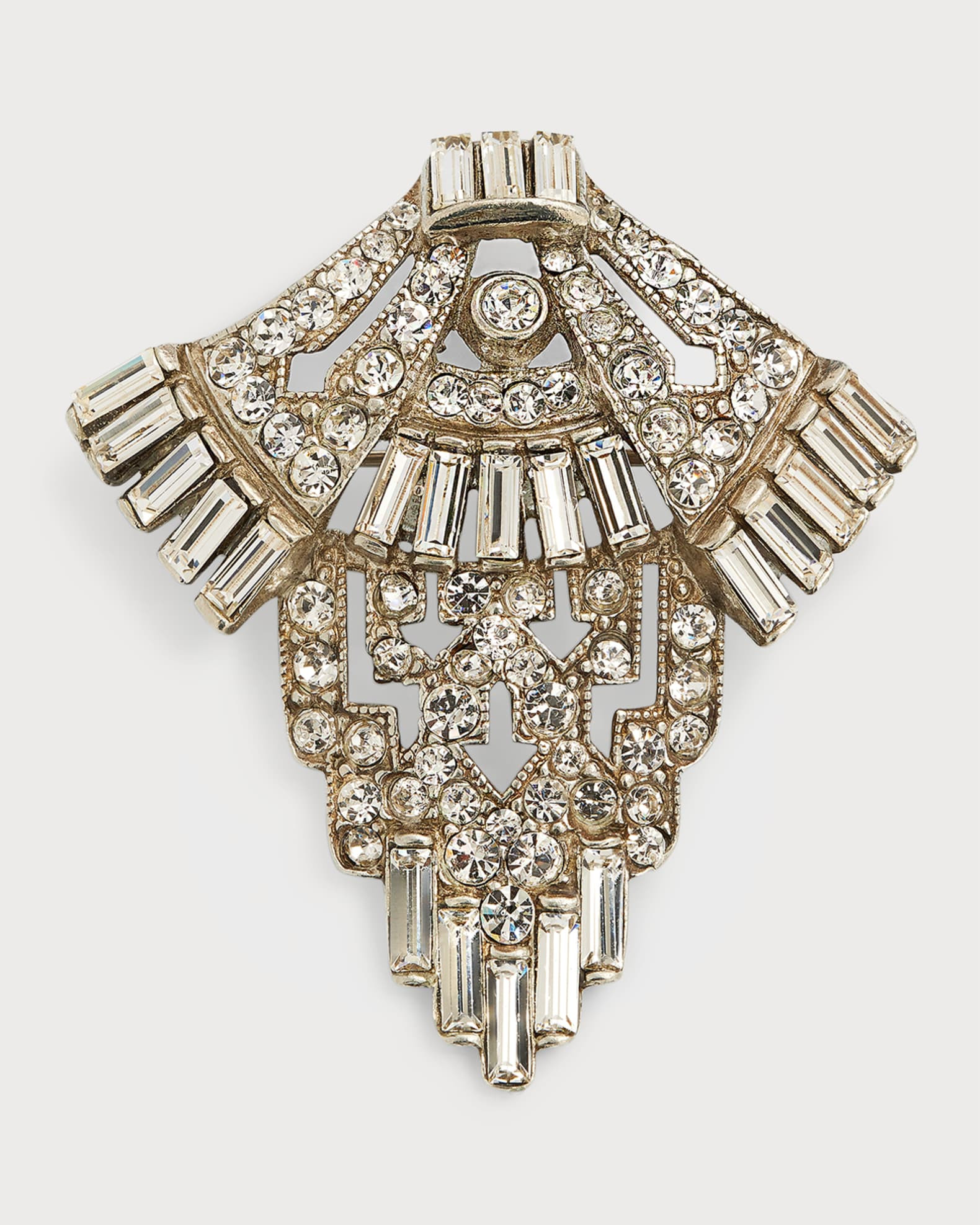 Silver Crystal Deco Brooch | Neiman Marcus