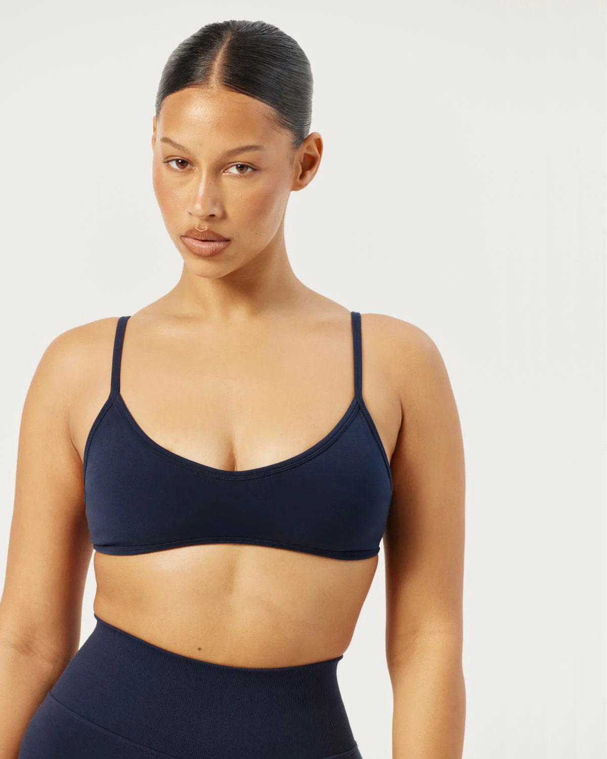 Seamless V Neck Crop | Navy | Crop Shop Boutique US
