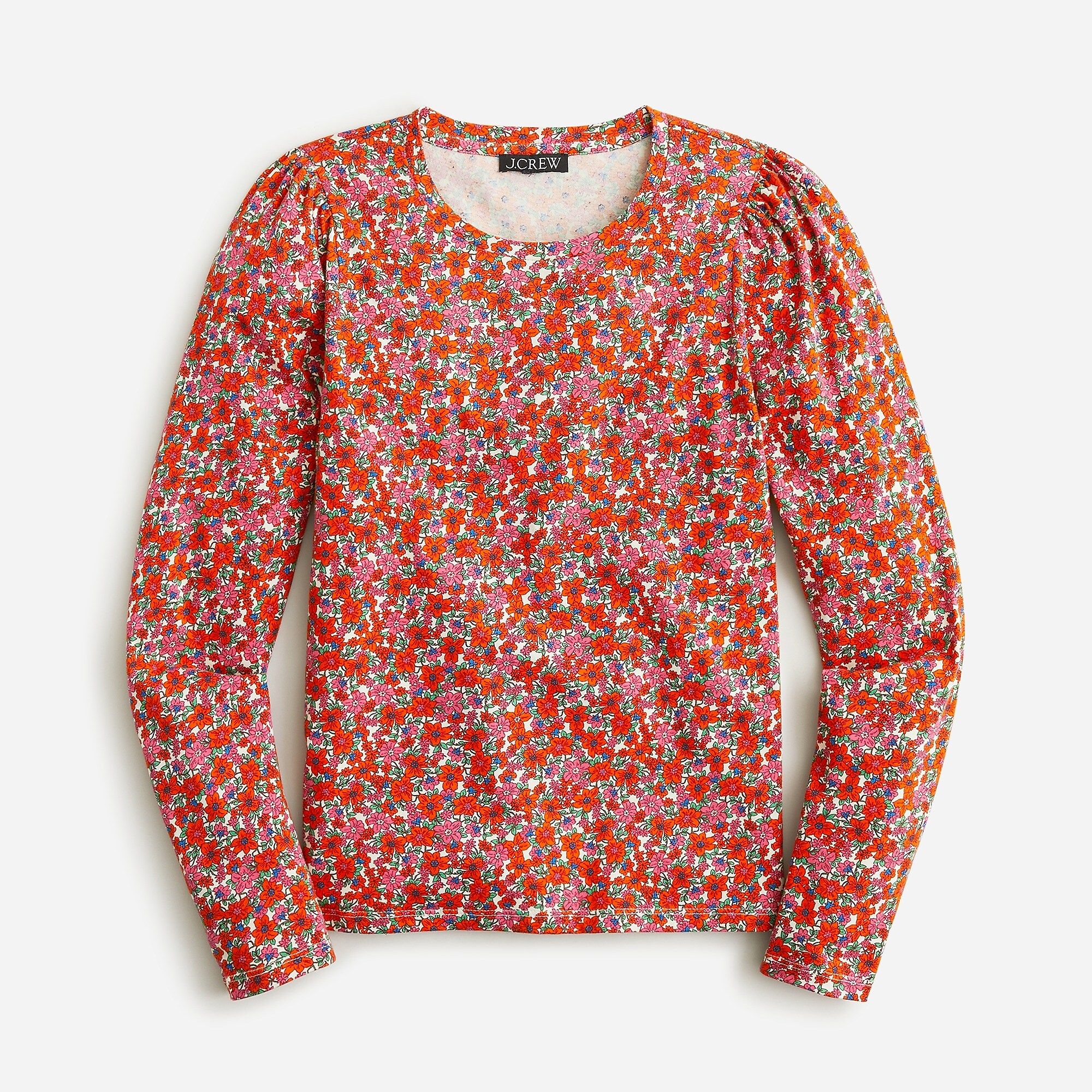 High-neck puff-sleeve top in floral print | J.Crew US