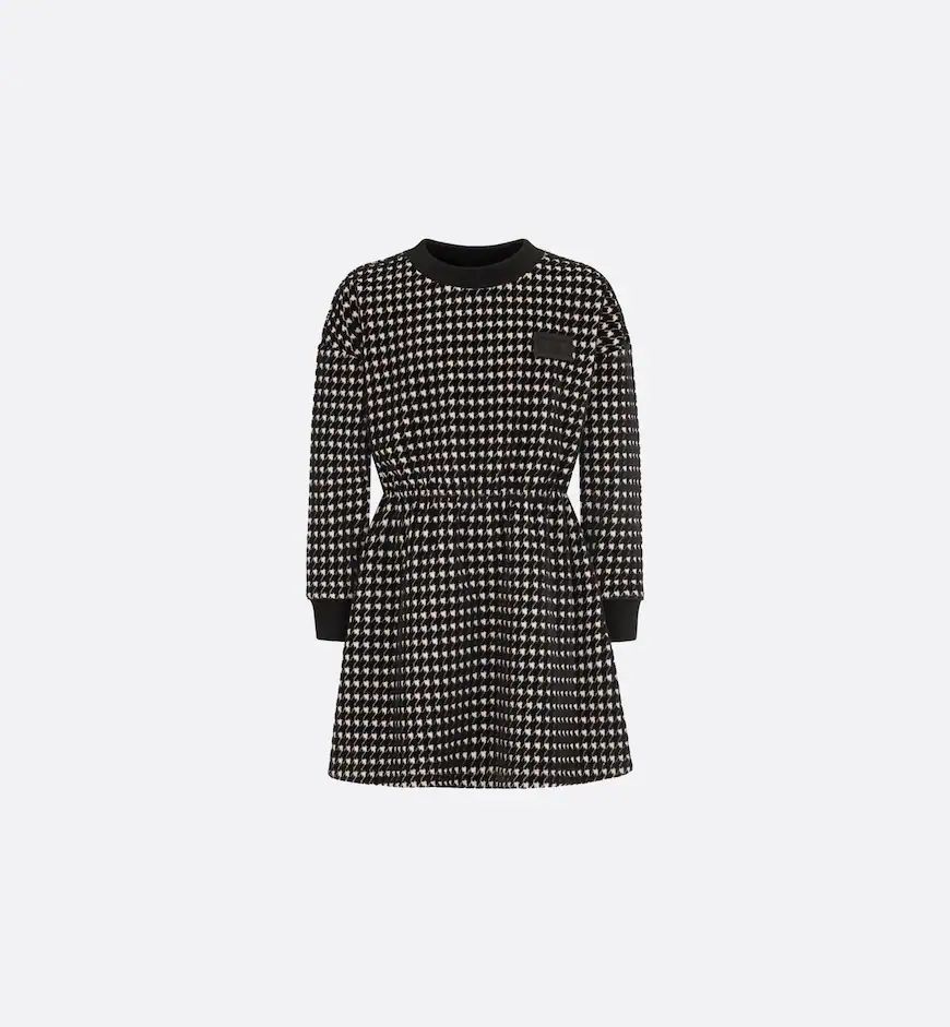 Black and Gold-Tone Houndstooth Velvet Jersey Jacquard | Dior Couture