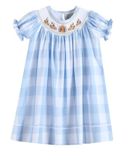 Large Blue Buffalo Check Festive Bishop Dress - Infant &amp; Girls | Zulily