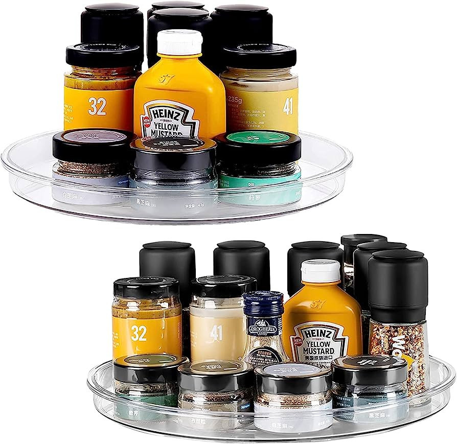 vacane 2 Pack Clear Lazy Susan Organizer Turntable for Cabinet Pantry Lazy Susan 10" Cabinet Orga... | Amazon (US)