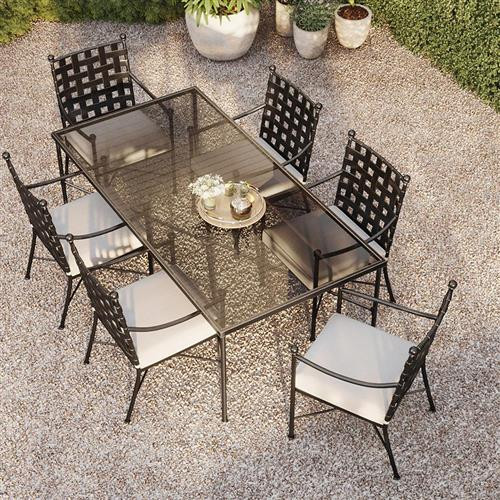 Sunset West French Country Provence Outdoor 7 Piece Dining Set | Kathy Kuo Home