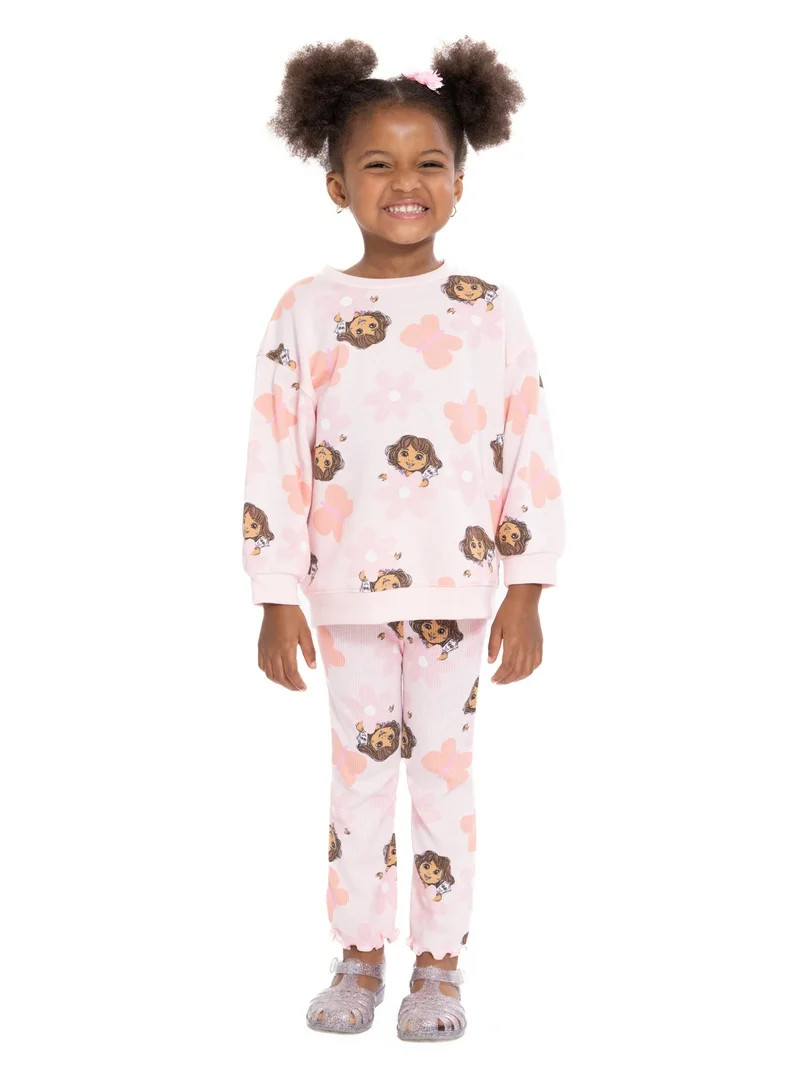 Dora the Explorer Conjunto de Sudadera con Cuello Redondo y Leggings Acampanados con Estampado pa... | Walmart (US)