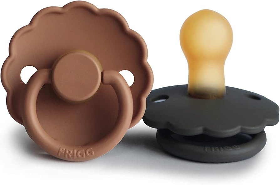 FRIGG Daisy Natural Rubber Baby Pacifier | Made in Denmark | BPA-Free (Graphite/Peach Bronze, 0-6... | Amazon (US)
