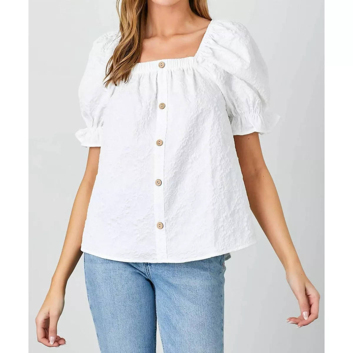 Women's Textured Square Neck Blouse - Polagram | Target