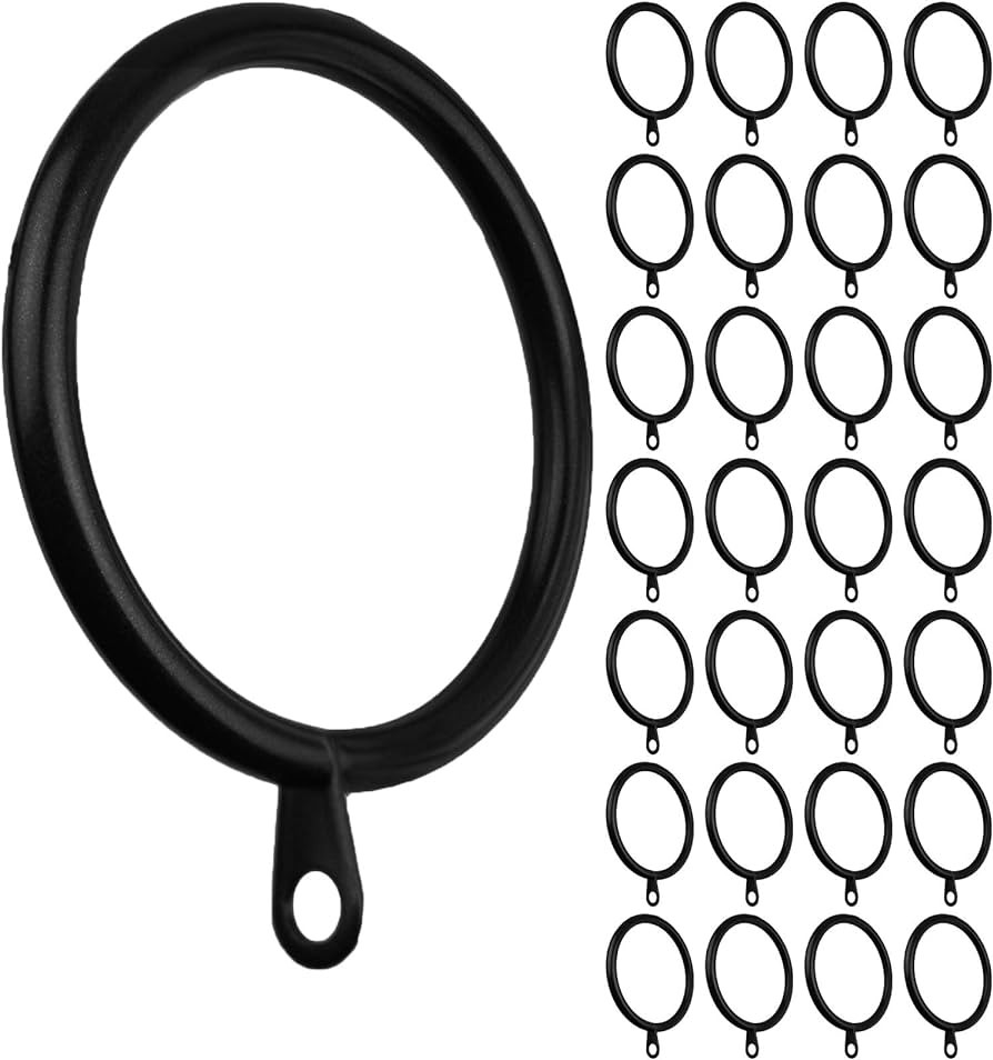 Meriville 28 pcs Black 2-Inch Inner Diameter Metal Curtain Rings with Eyelets | Amazon (US)