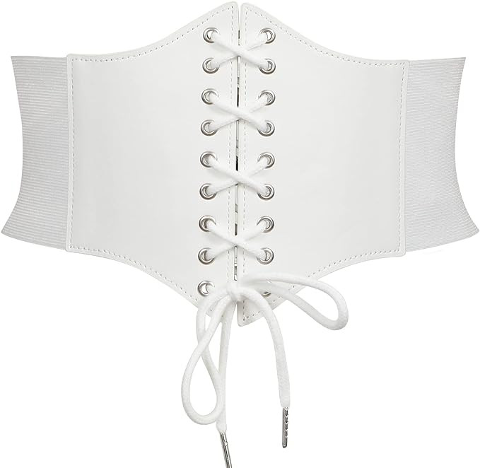 JASGOOD Women’s Elastic Costume Waist Belt Lace-up Tied Waspie Corset Belts for Women | Amazon (US)