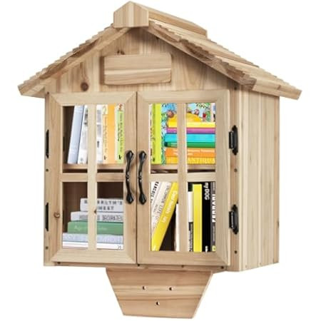 Ilyapa Outdoor Library Book Box - Free Literature Exchange Kit for Outside - Little Wood Cabinet ... | Amazon (US)