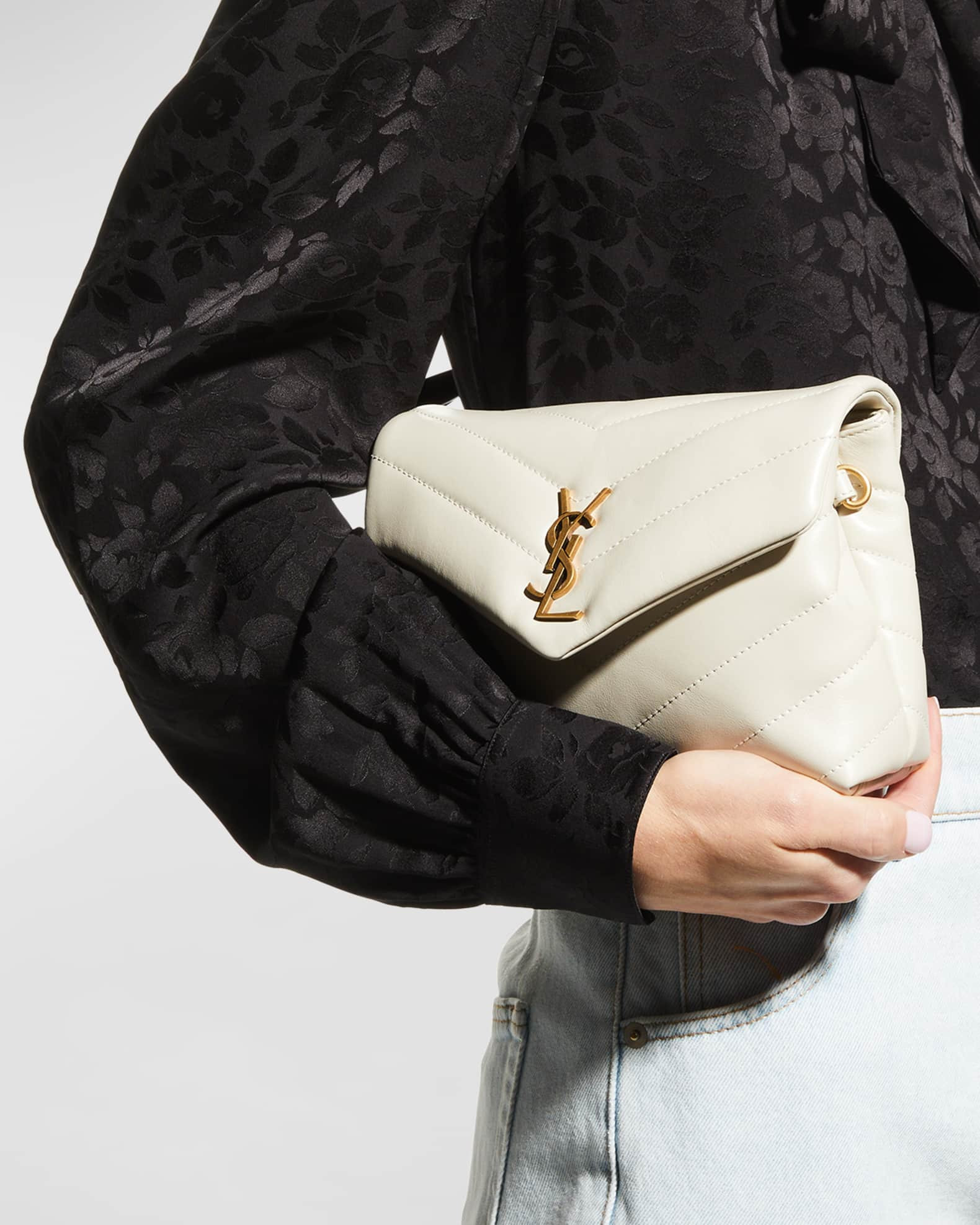 Saint Laurent Loulou Toy YSL Matelasse Calfskin Envelope Crossbody Bag | Neiman Marcus