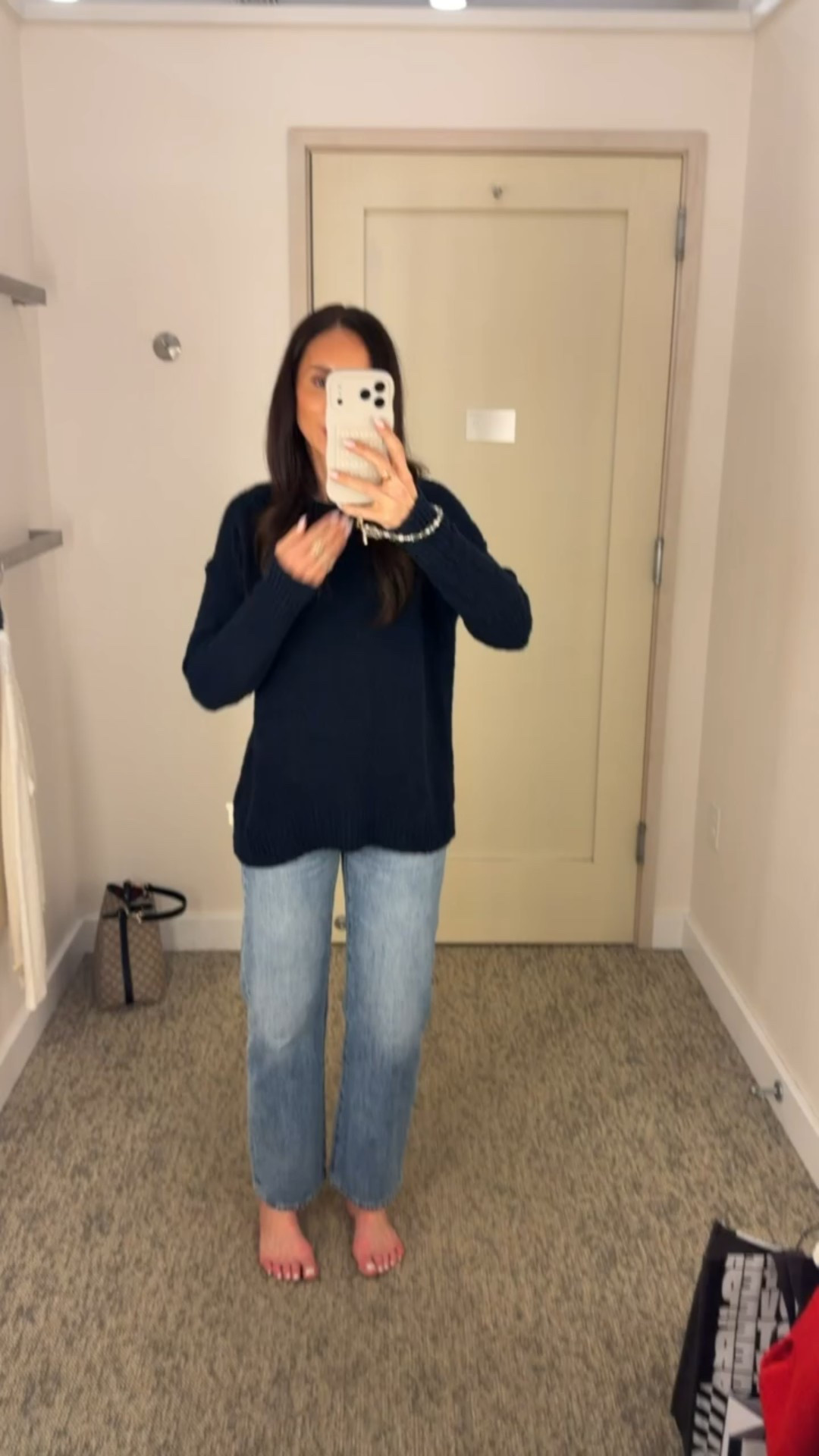 Nordstrom oversized sweater, simple winter outfit, winter casual style, navy sweater tunic, annabrstyle.

#LTKOver40