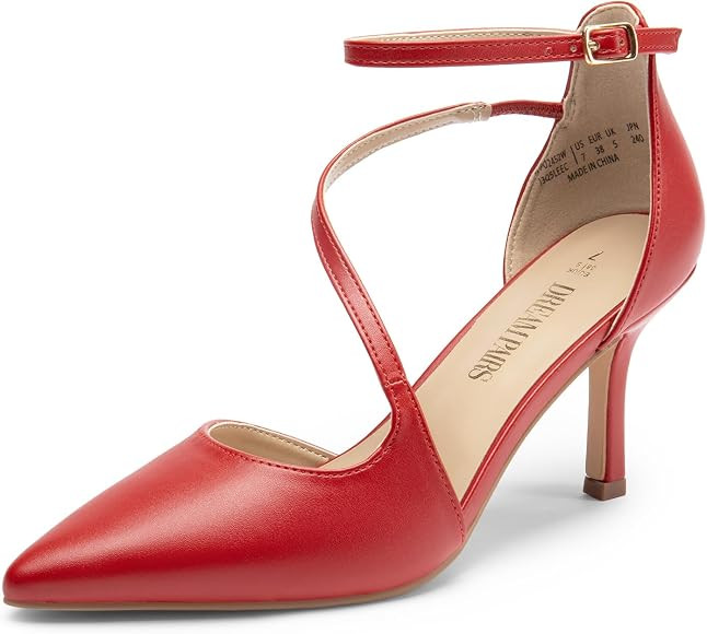 DREAM PAIRS Women's High Heels Strappy Pumps Closed Pointed Toe Stiletto Ankle Strap Party Dress ... | Amazon (US)