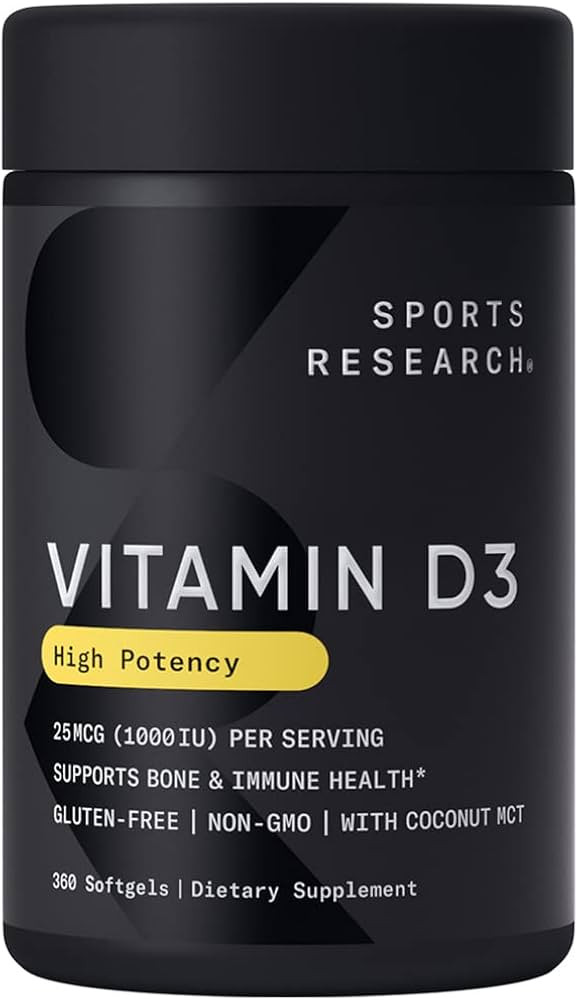 Sports Research Vitamin D3 1000 IU with Coconut MCT Oil - High Potency Vitamin D Supplement for I... | Amazon (US)
