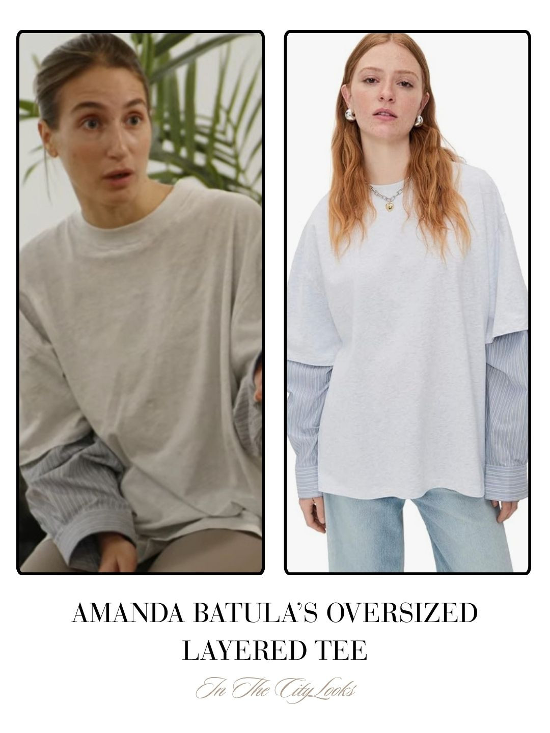 Amanda Batula's Grey Layered Oversized Tee on In The City 

 