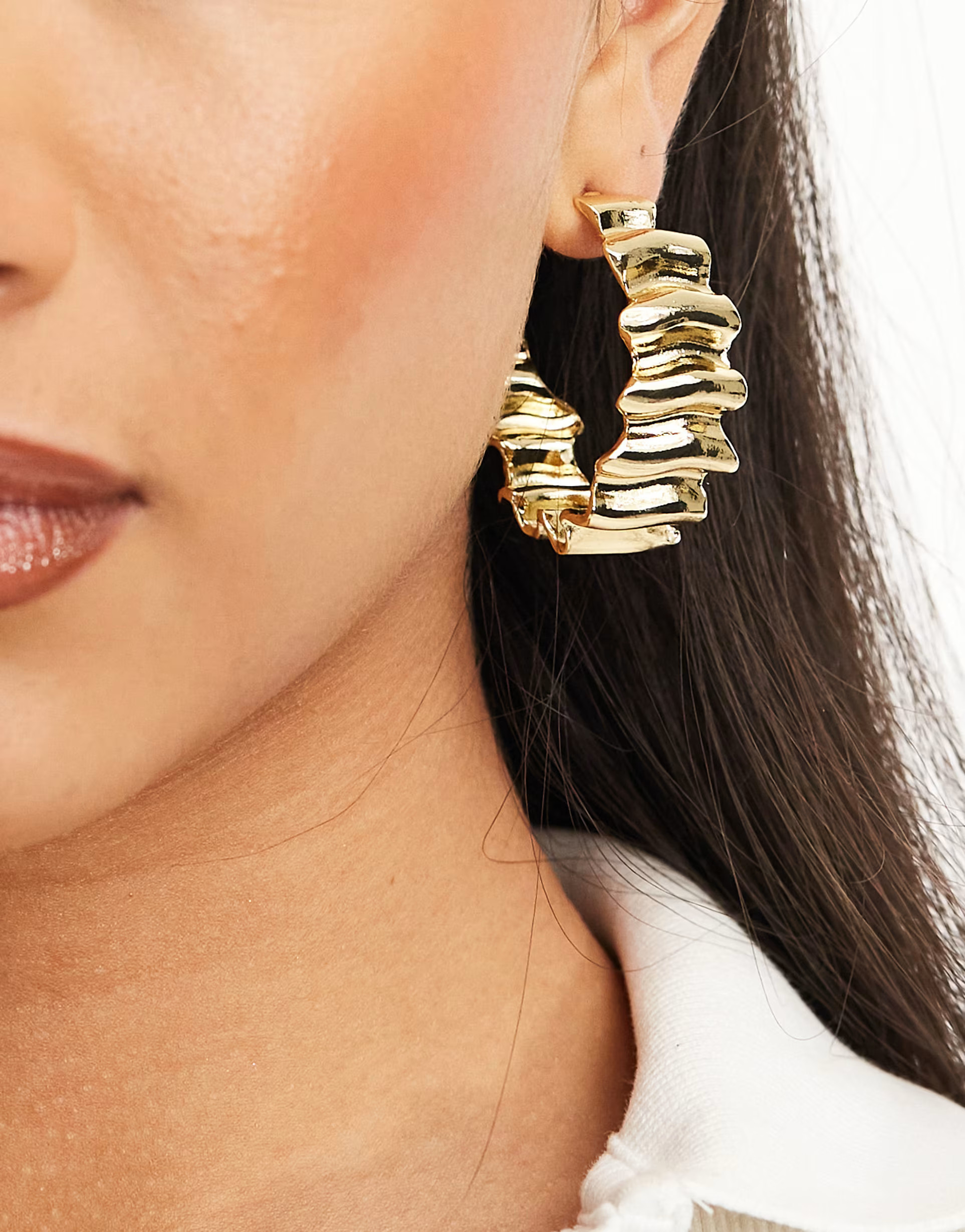 Petit Moments ribbon hoop earrings in gold | ASOS (Global)