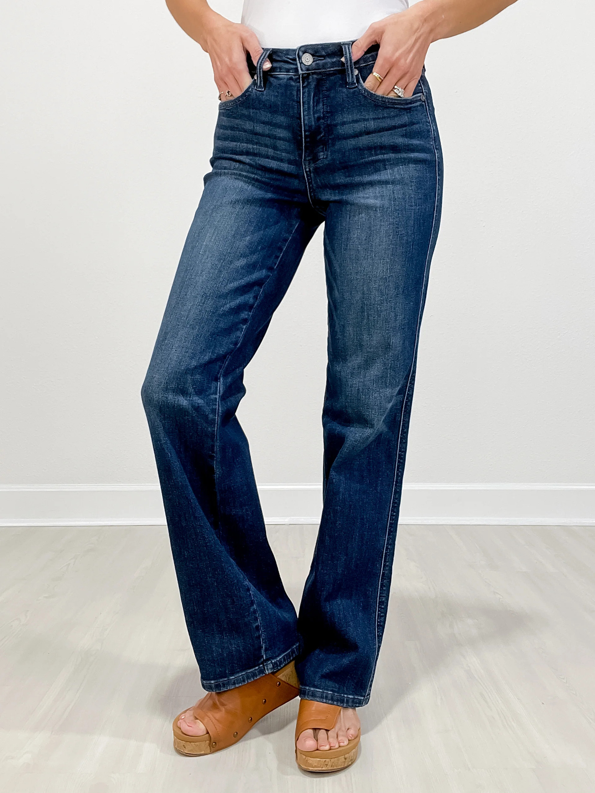 Judy Blue ALL OR NOTHING Mid-Rise Tummy Control Classic Straight Leg Jeans | Emma Lou's Boutique
