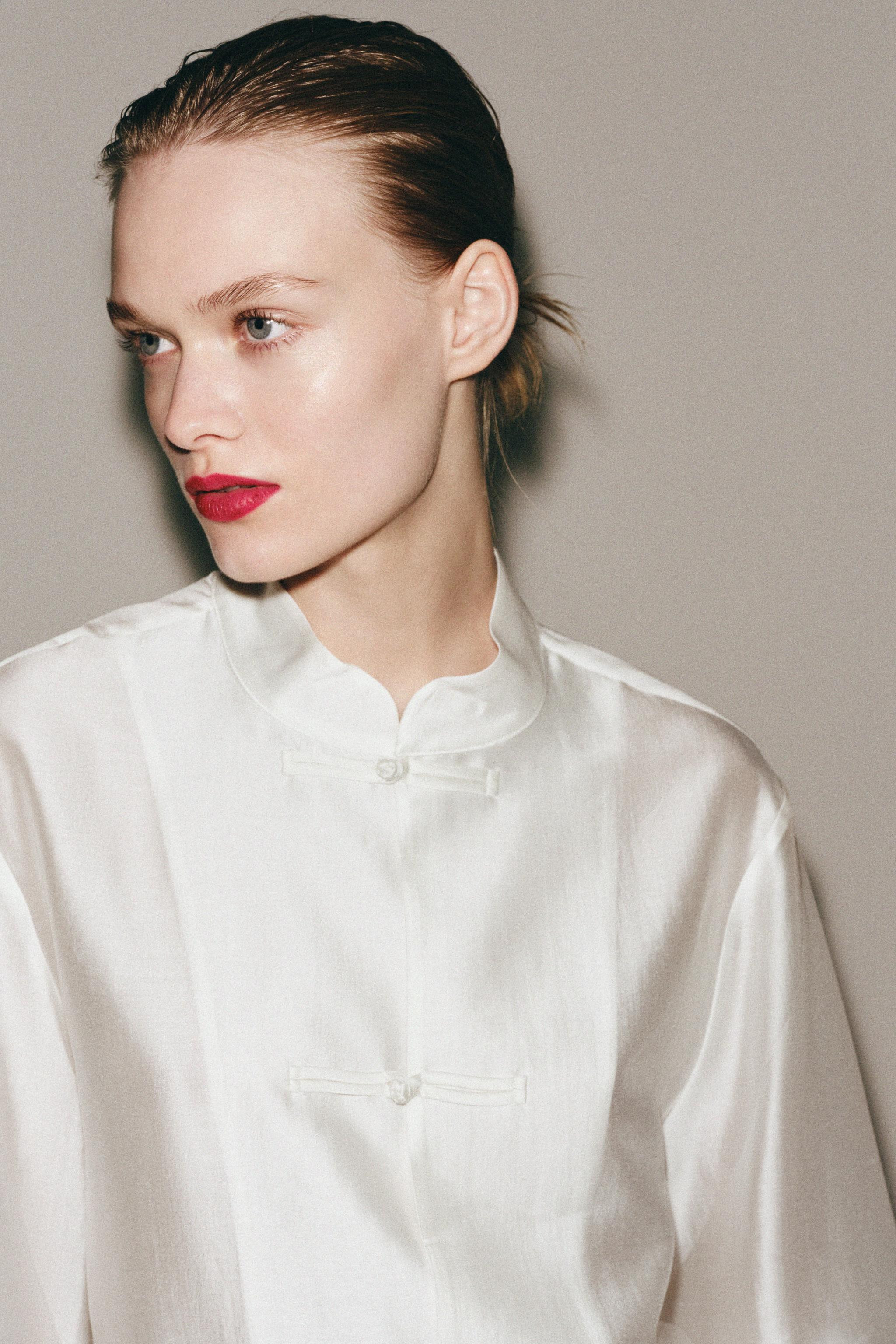 ZW COLLECTION SATIN SHIRT WITH FROG FASTENING | Zara UK